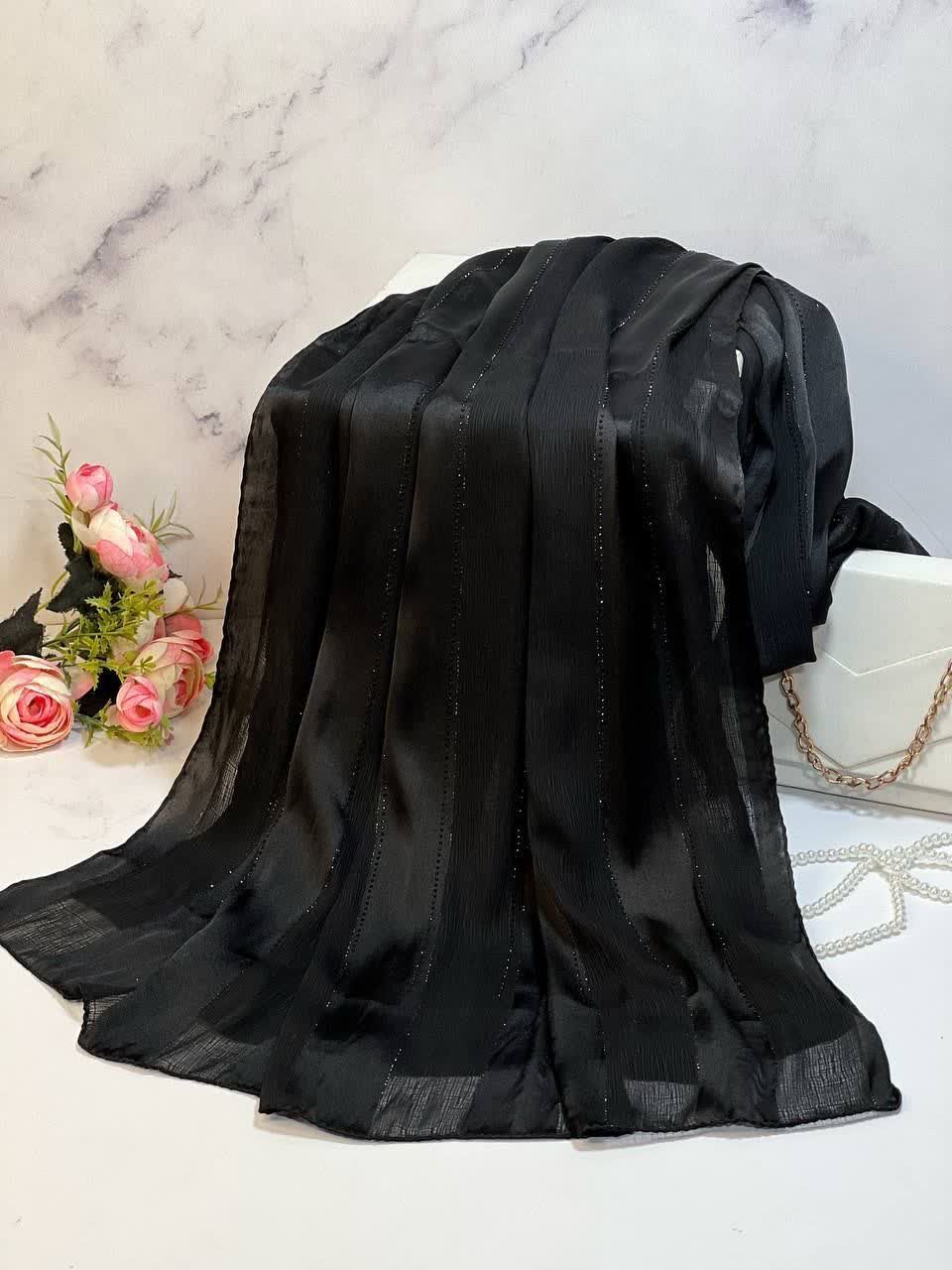 شال مشکی یونیک نگینی مرجان